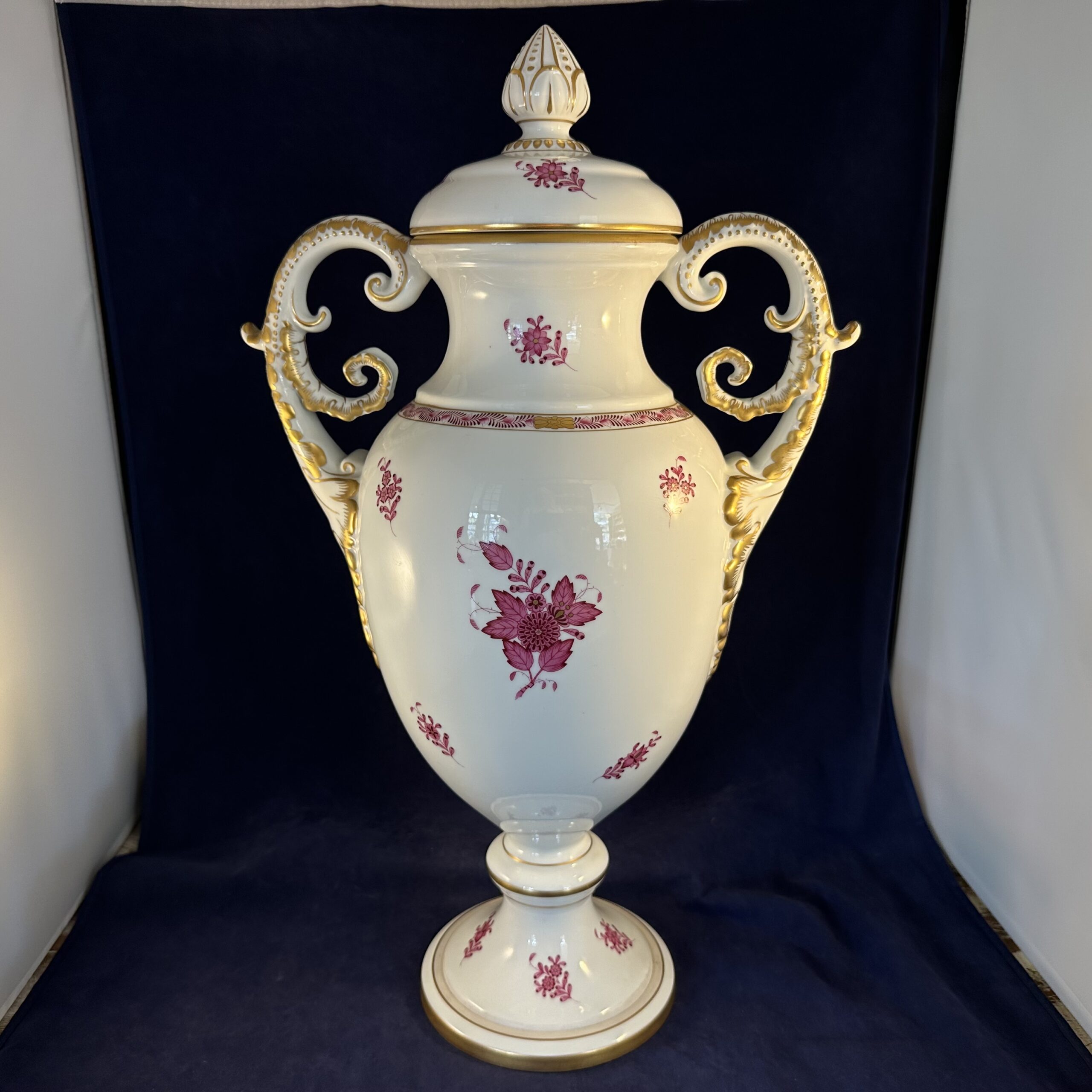 Herend Apponyi roze grote dekselpot hoog 51 cm nr. 6430