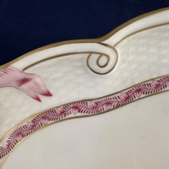 Herend Apponyi roze grote ovale presenteerschaal met strikken nr. 400 AOG 28,5 x 40,5 cm. - Afbeelding 5