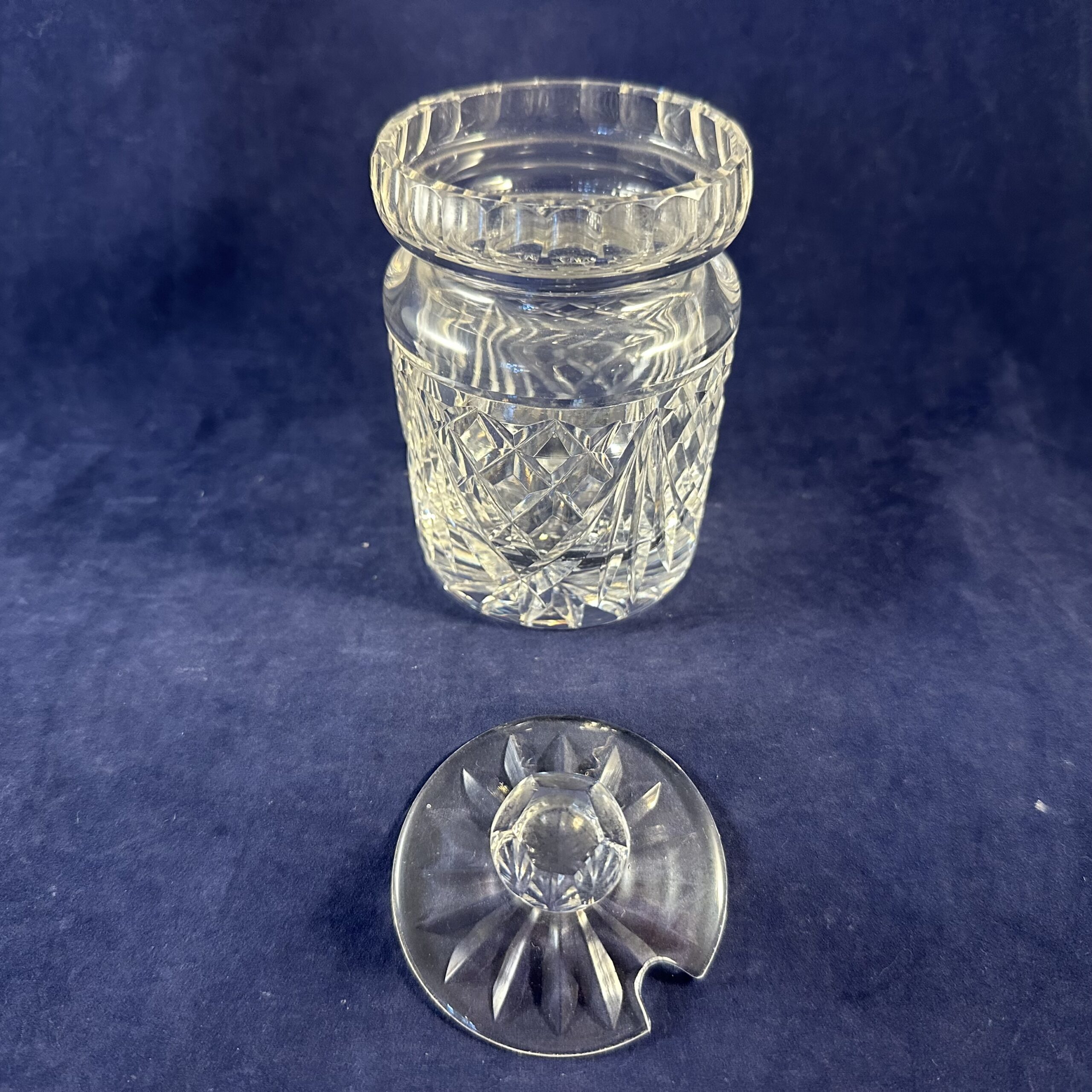 Pot met deksel/ jampot geslepen kristal, hoog 12 cm Ø 7 cm. - Afbeelding 3