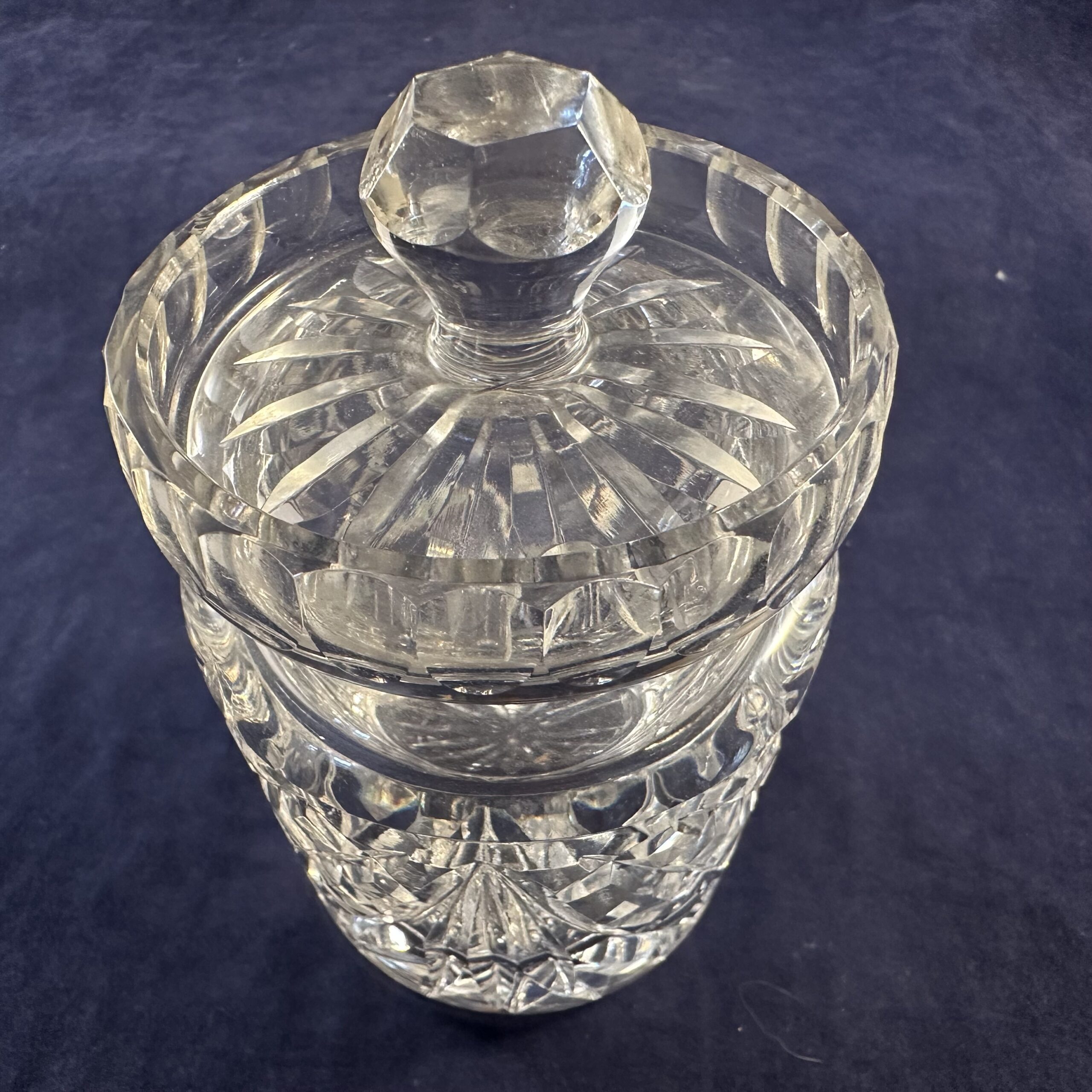 Pot met deksel/ jampot geslepen kristal, hoog 12 cm Ø 7 cm. - Afbeelding 2