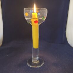 Unieke glazen kandelaar hoog 26 cm. Ø 10 cm